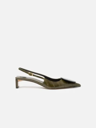 Die flachen Duelo-Slingbacks Runde und eckige Kitten Heels