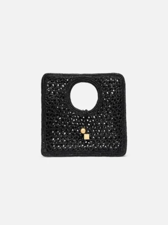 Die kleine quadratische Tasche Spiaggia Kleine quadratische Tasche aus Raffia